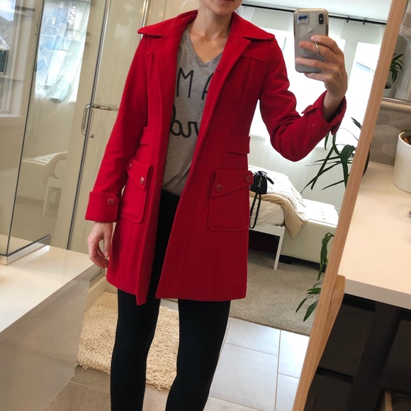 Tulle Jackets & Blazers - Women’s Red Wool Pea Coat